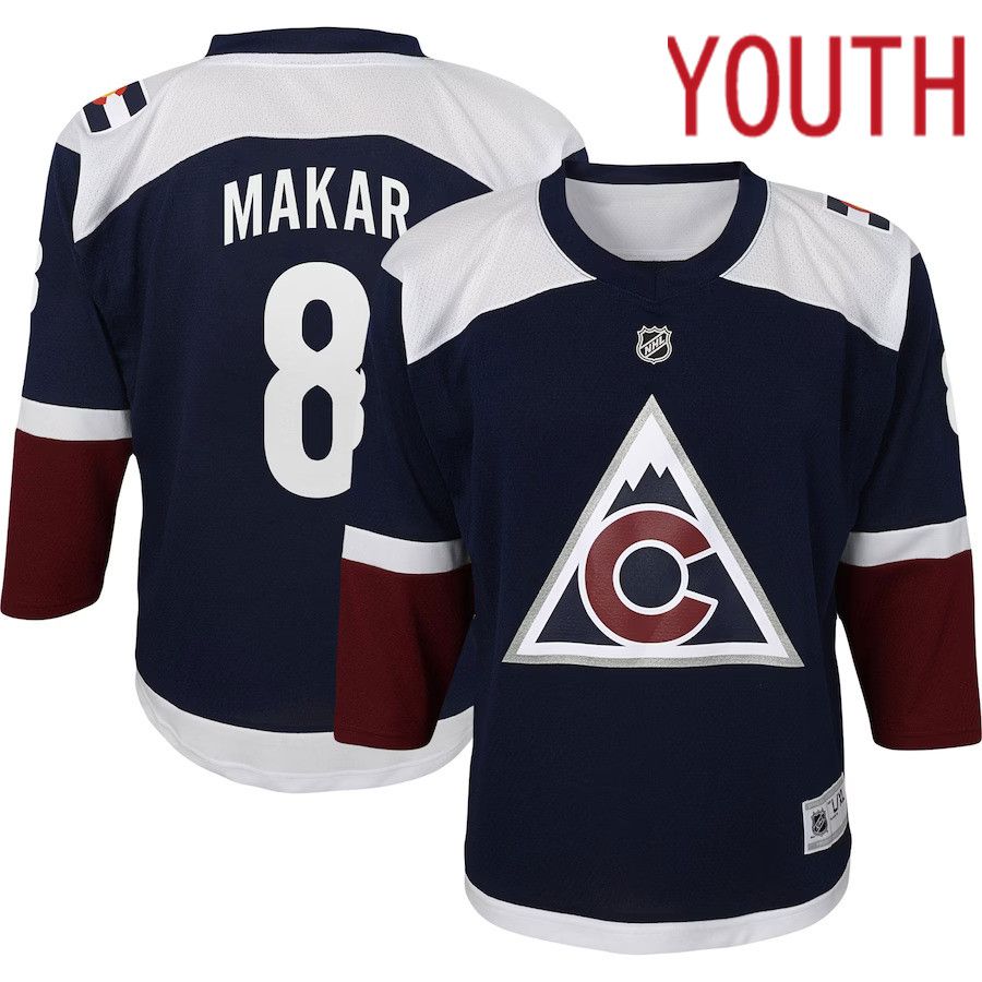 Youth Colorado Avalanche #8 Cale Makar Navy Replica Player NHL Jersey->youth nhl jersey->Youth Jersey